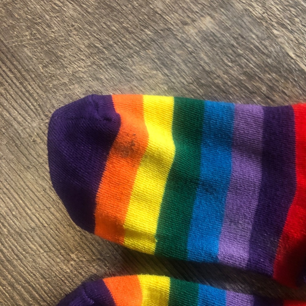 Colorful Rainbow Striped Long Knit Gloves and Socks Costume Accessories - Picture 3 of 12